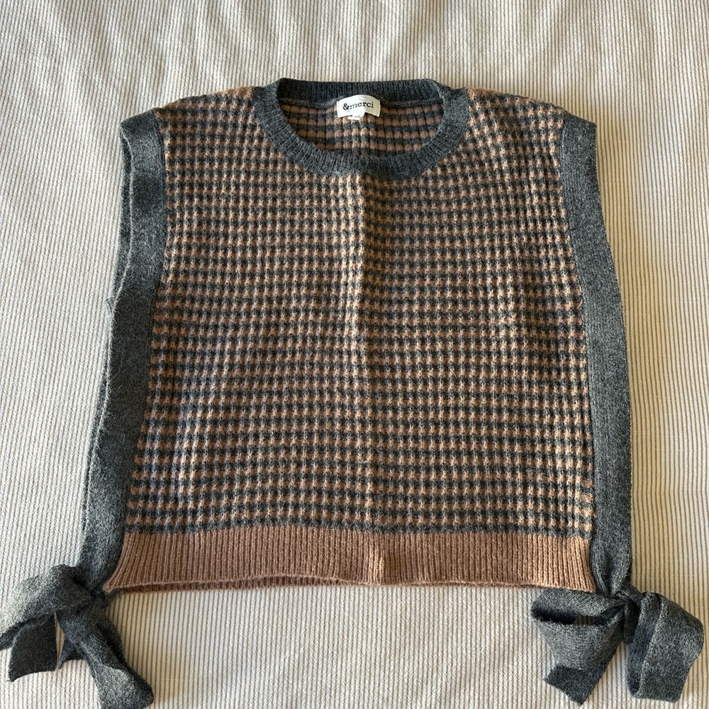 & Other Stories Gray and Brown Houndstooth Sweater